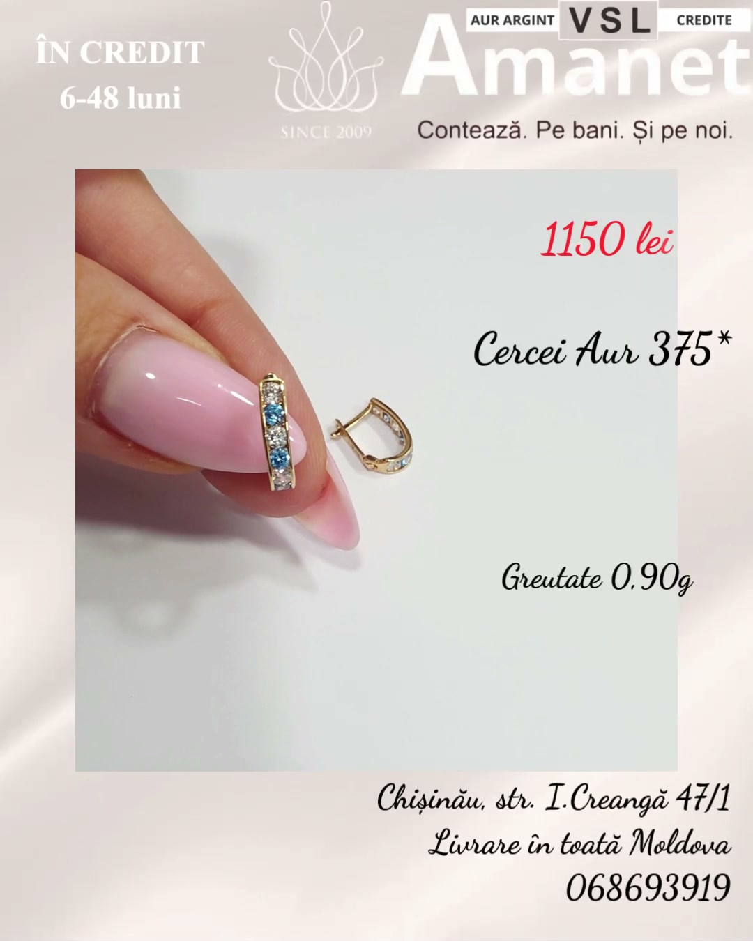 Cercei Aur 375*