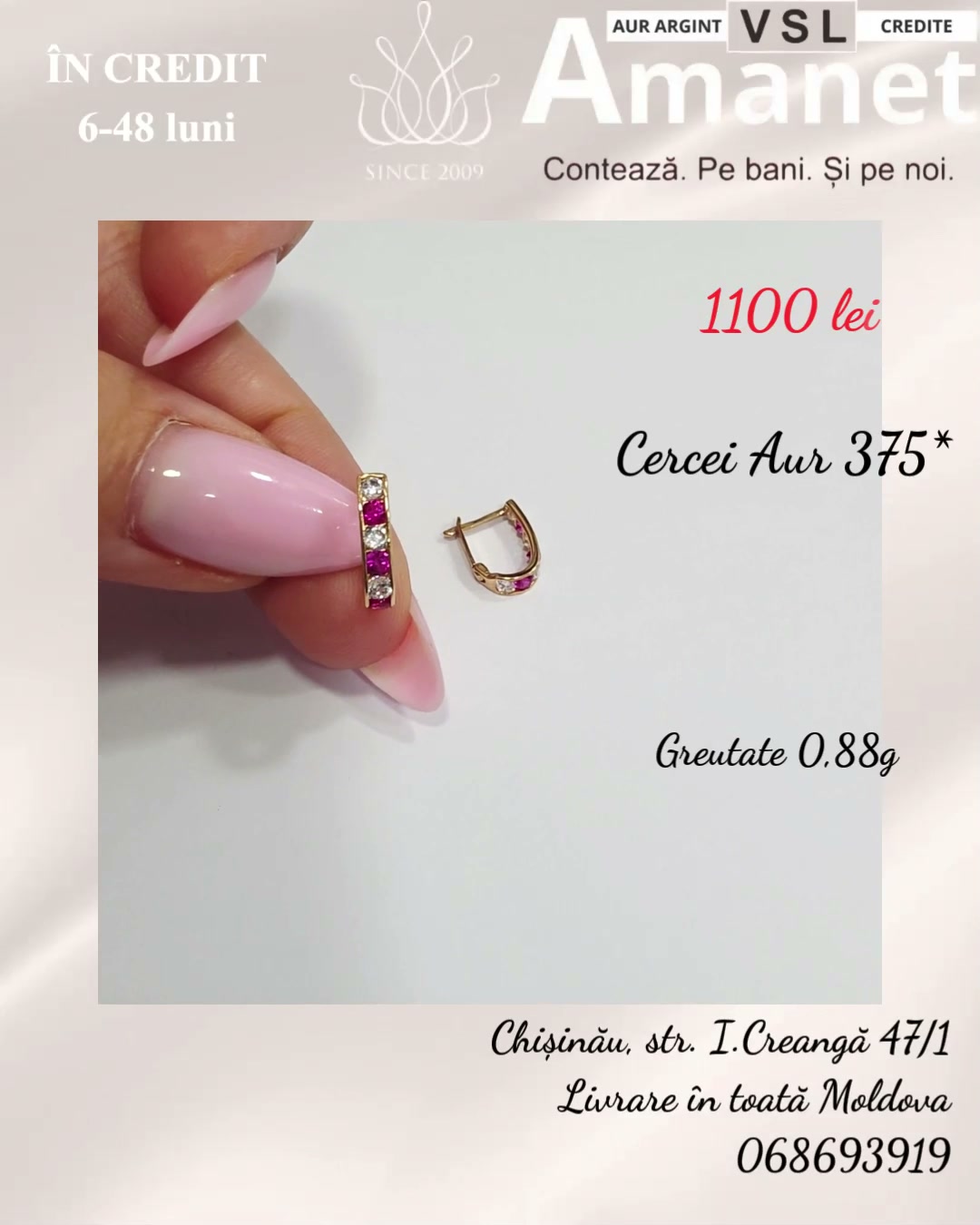 Cercei Aur 375*