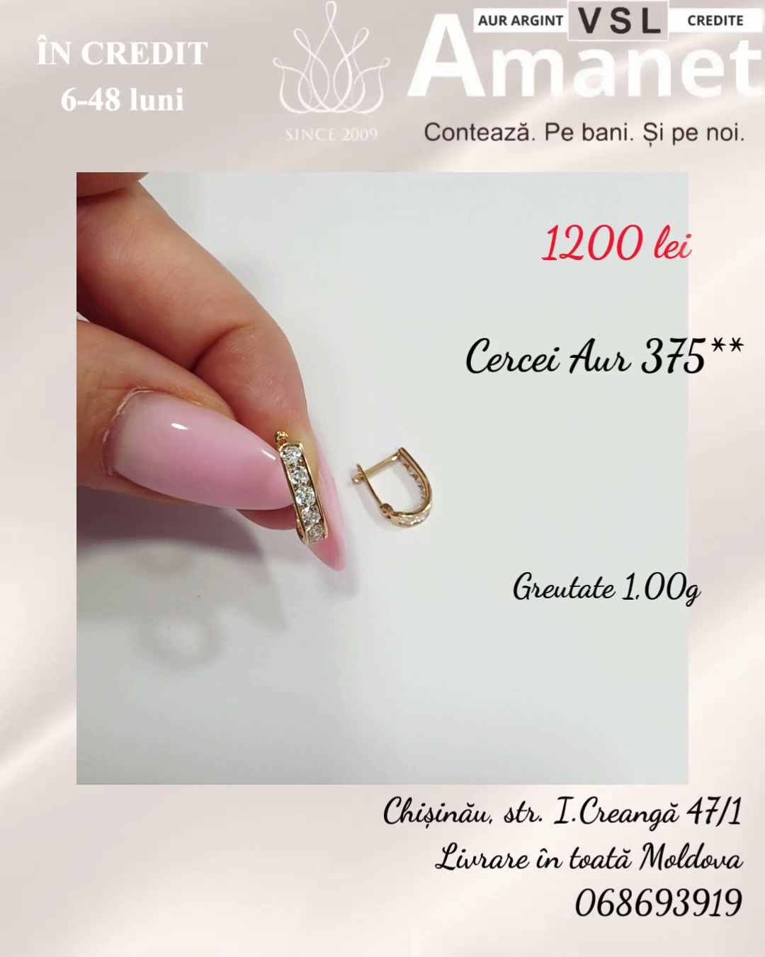 Cercei Aur 375*